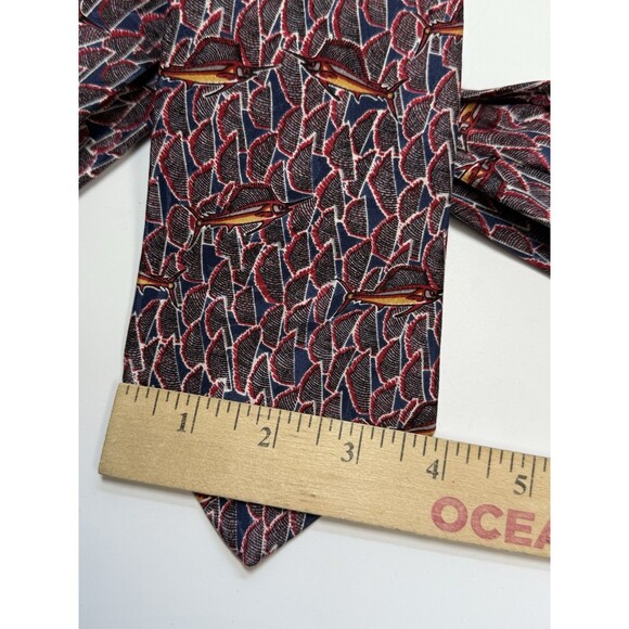 Fish Tales By Schreter Hand Finished All Silk Sailfish Neck Tie - Picture 4 of 8